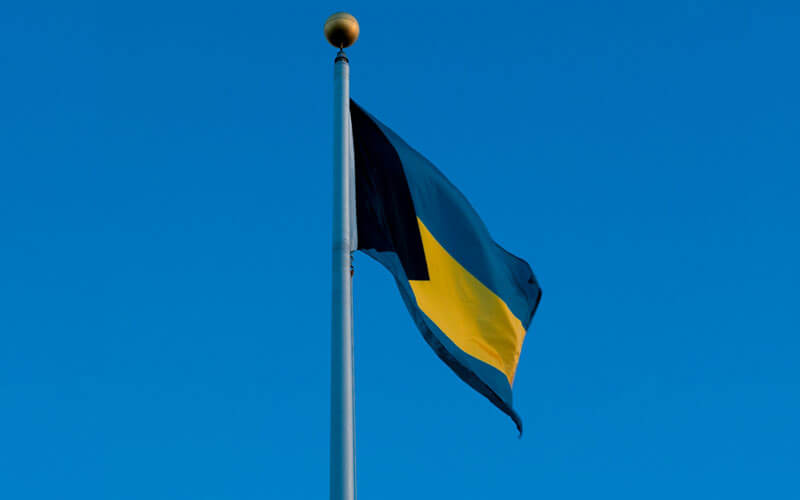 Blue, black and yellow flag of Bahamas