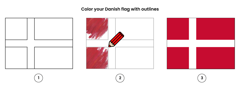 Color your Danish flag with Outlines