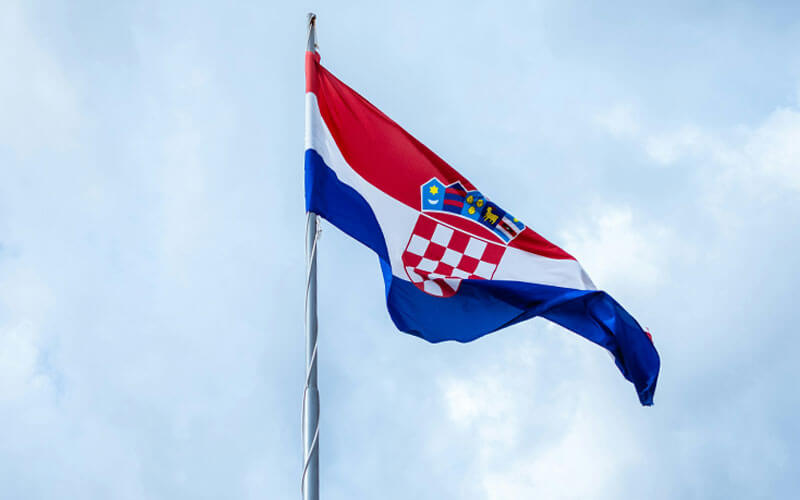 Croatian flag fluttering in the breeze