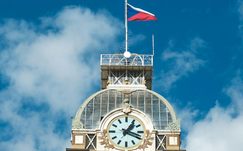 Czech Republic flag at the clock tower