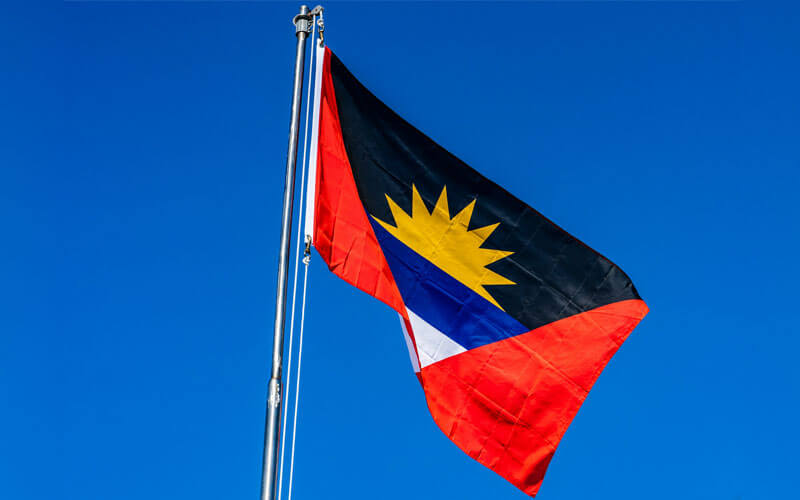 Flag of Antigua and Barbuda flying in the wind