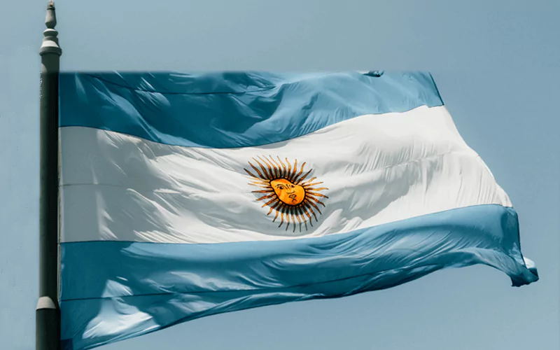 Flag of Argentina flying with the breeze