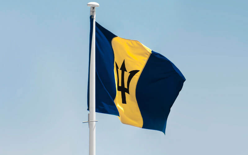 Flag of Barbados flying in the wind