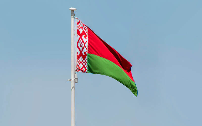 Flag of Belarus flying in the wind