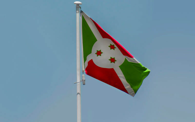 Flag of Burundi flying in the wind