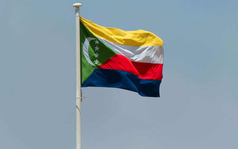 Flag of Comoros waving in the wind