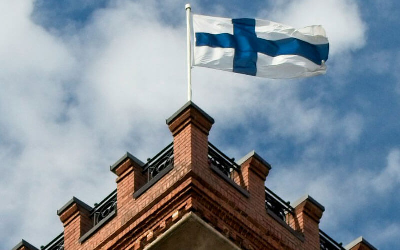 Flag of Finland at the top of the tower