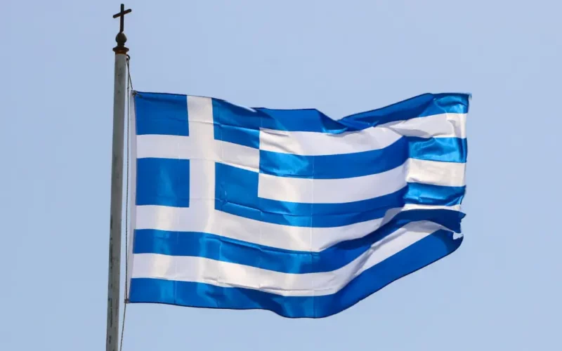 Flag of Greece under the clear sky