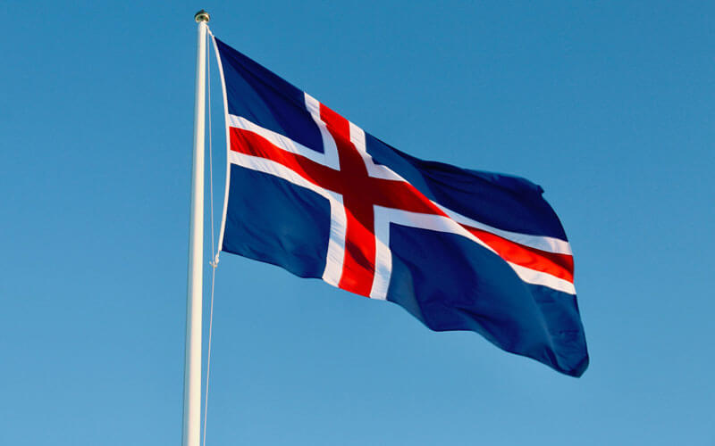 Flag of Iceland fluttering in the breeze