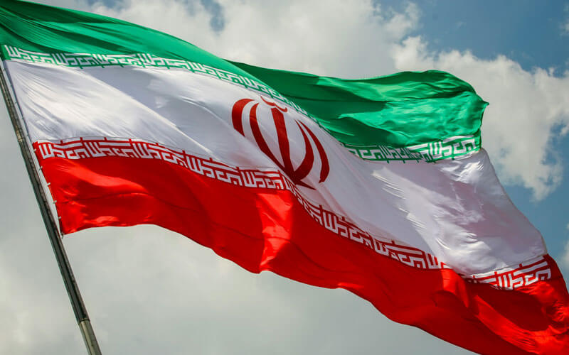 Flag of Iran fluttering in the breeze