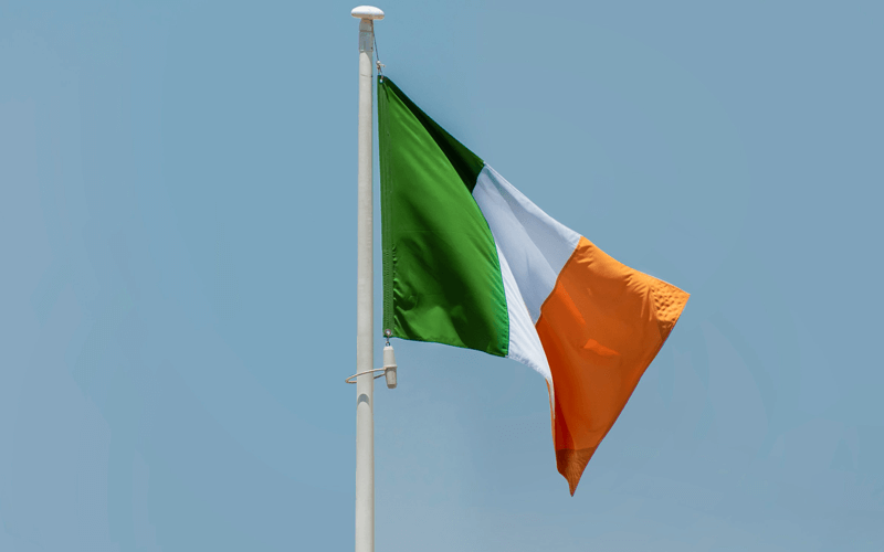 Flag of Ireland fluttering in the breeze