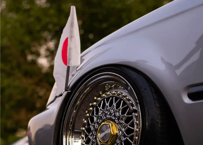 Flag of Japan on the car