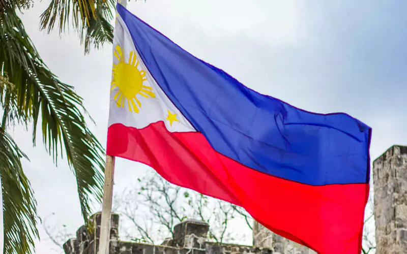 Flag of Philippines waving with the wind