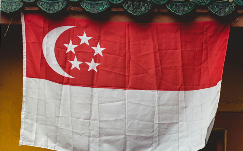 Flag of Singapore outside the house