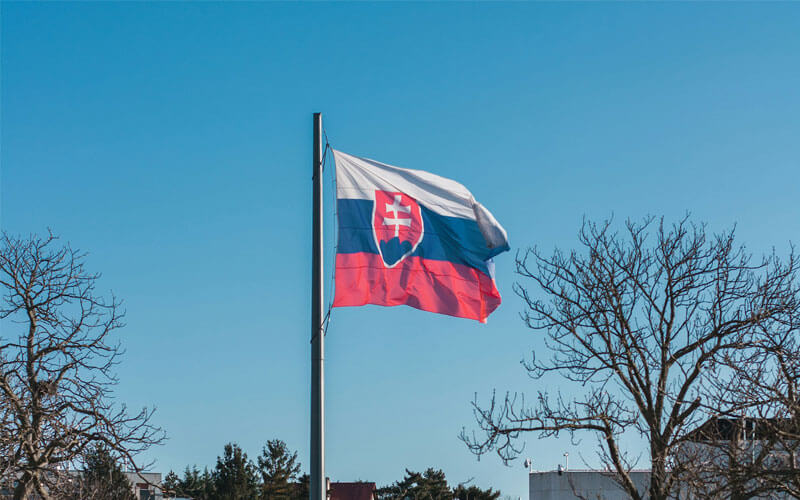 Flag of Slovakia fluttering with the breeze