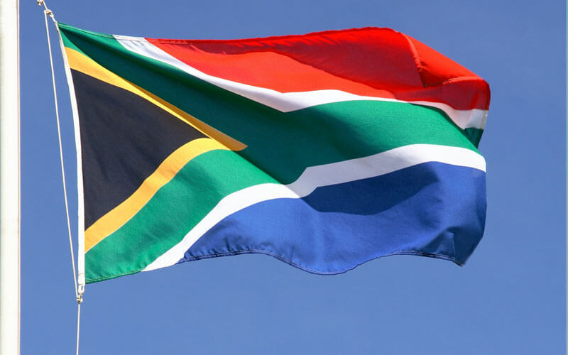 Flag of South Africa flying in the wind
