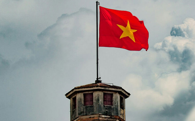 Flag of Vietnam at the tower