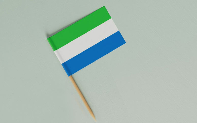 Green white blue flag pin of Sierra Leone