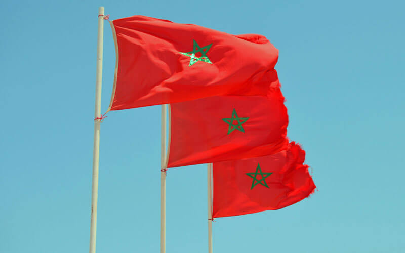 Moroccan flag flying in the wind