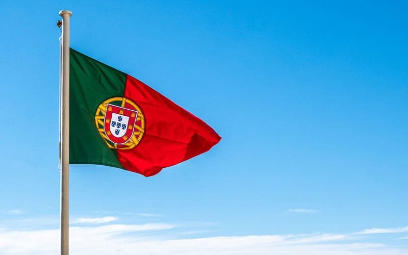 Portuguese flag fluttering in the breeze