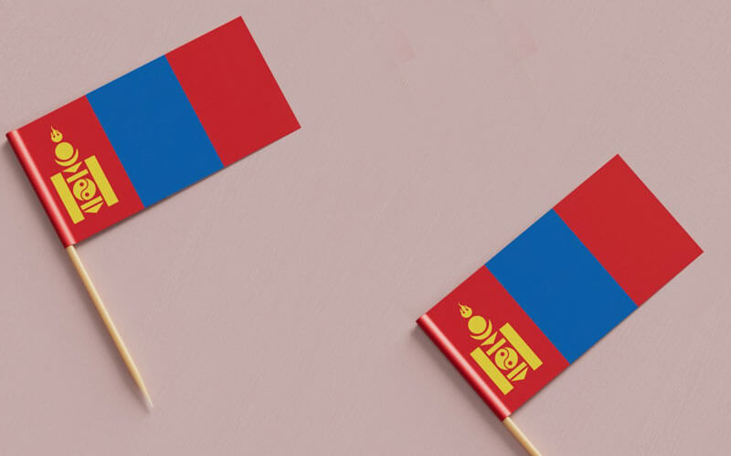 Red and blue Mongolian flag pins
