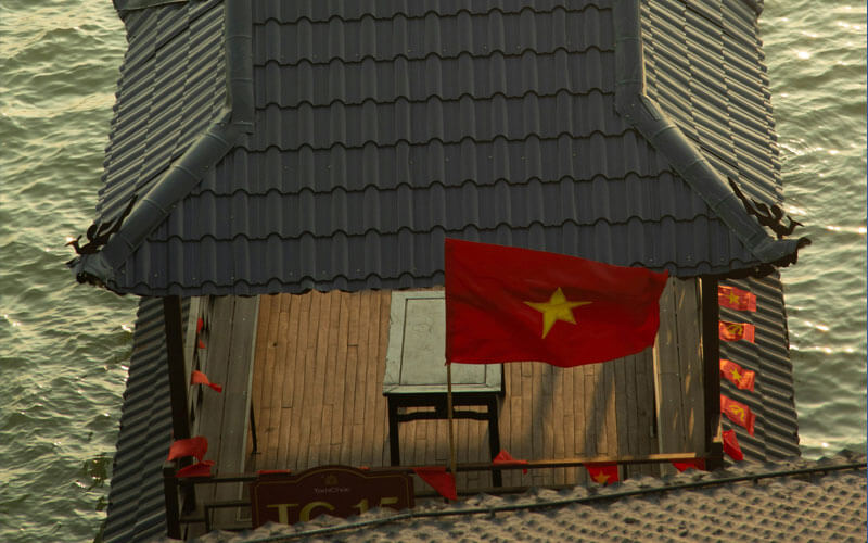 Vietnamese flag at the traditional house