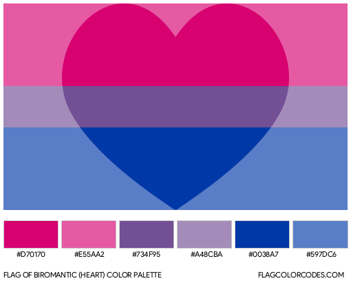 Biromantic (Heart) Flag Color Palette