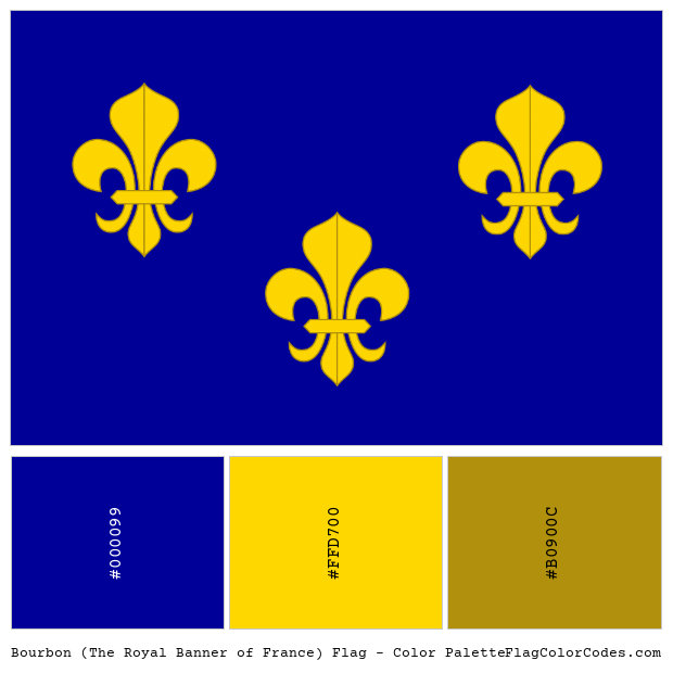 Bourbon (The Royal Banner of France) Flag Color Palette Bourbon (The Royal Banner of France) Flag Color Palette