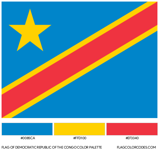 Democratic Republic of the Congo Flag Color Palette