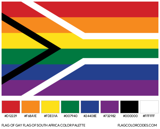 Gay Flag of South Africa Flag Color Palette