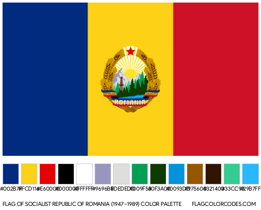 Socialist Republic of Romania (1947–1989) Flag Color Palette