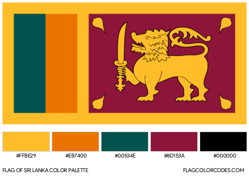 Sri Lanka Flag Color Palette
