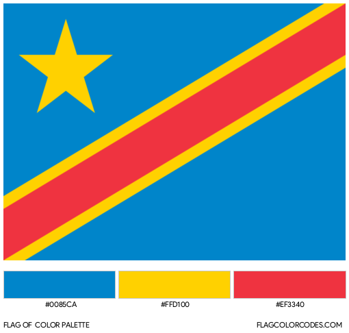 Democratic Republic of the Congo Flag Color Palette